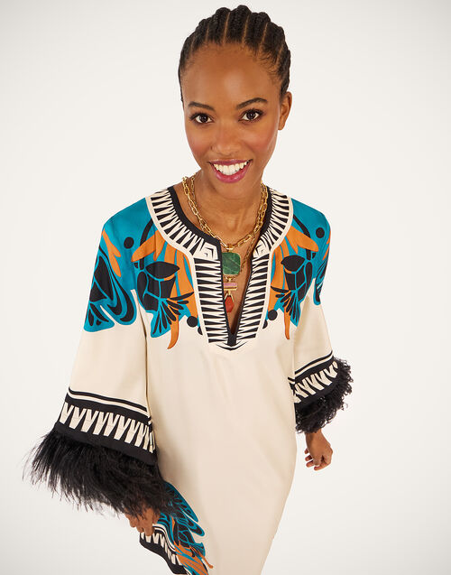 La DoubleJ The Kaftan Florence Plac&eacute;e Ivory DRE0871SIL006FLO02WH04