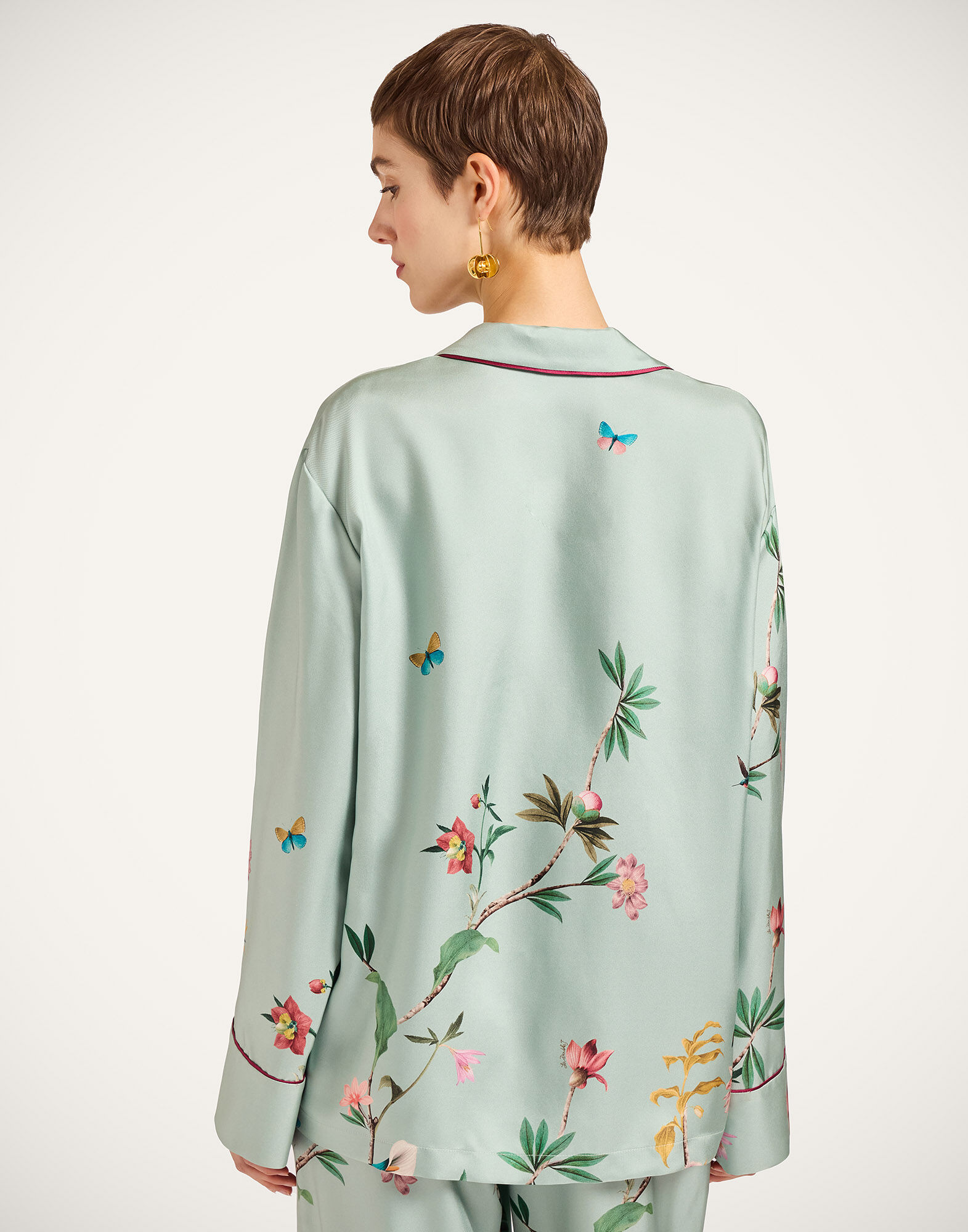 La DoubleJ Pajama Shirt Zooflora Plac&eacute;e Light Blue SHI0077SIL001ZOF04BU01