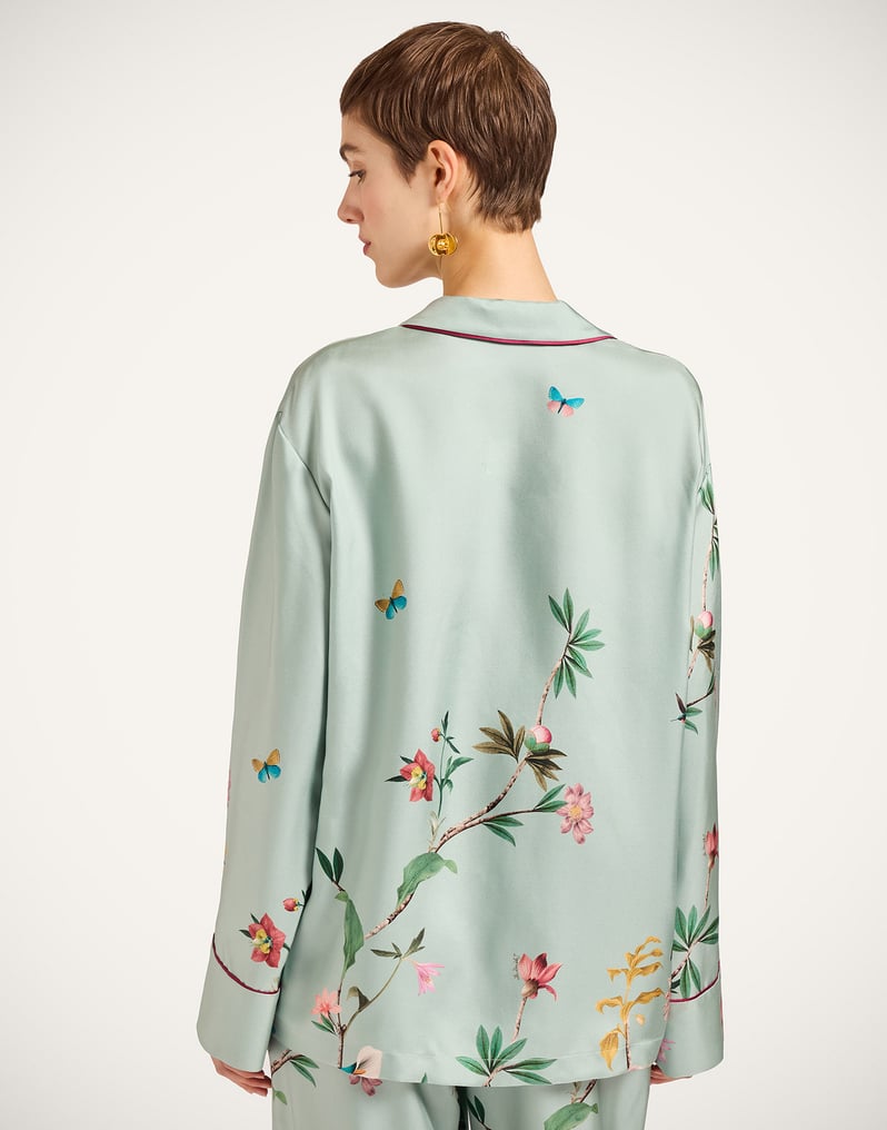 La DoubleJ Pajama Shirt La DoubleJ Pajama Shirt Zooflora Placée Light Blue SHI0077SIL001ZOF04BU01