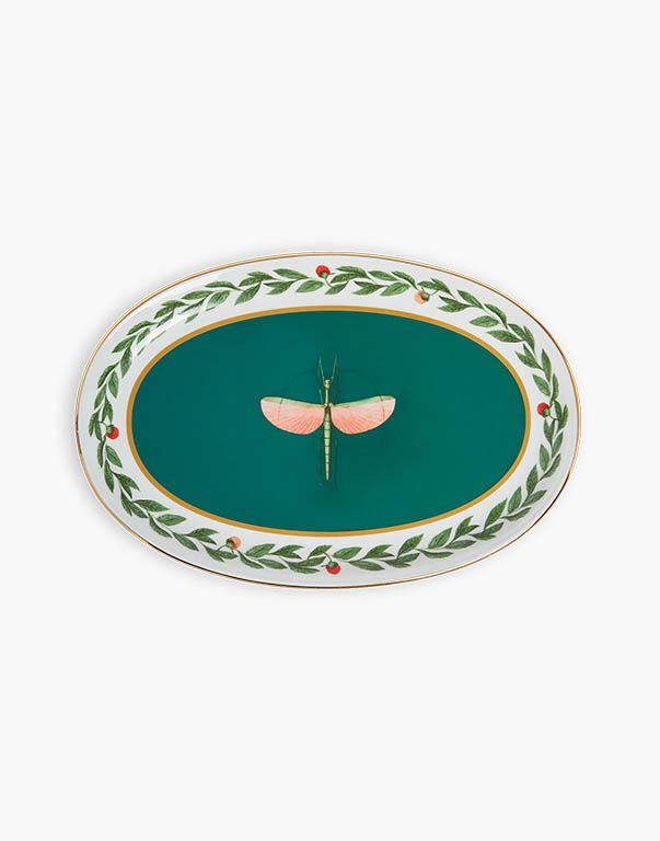 La DoubleJ Oval Platter Libellula Green PLA0002CER001LIB03GR02