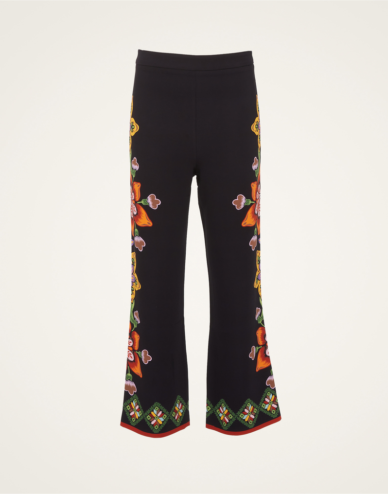 La DoubleJ Stretch Pants La DoubleJ Stretch Pants Folk Flowers Nero Placée TRO0054JER023FFL0004