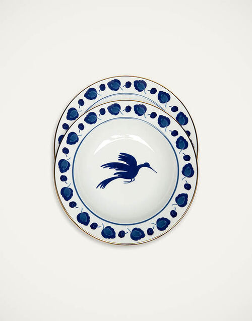 La DoubleJ Soup Plates Set Of 2 La DoubleJ Soup Plates Set Of 2 Wildbird Blue SOU0002CER001BIR01BU03