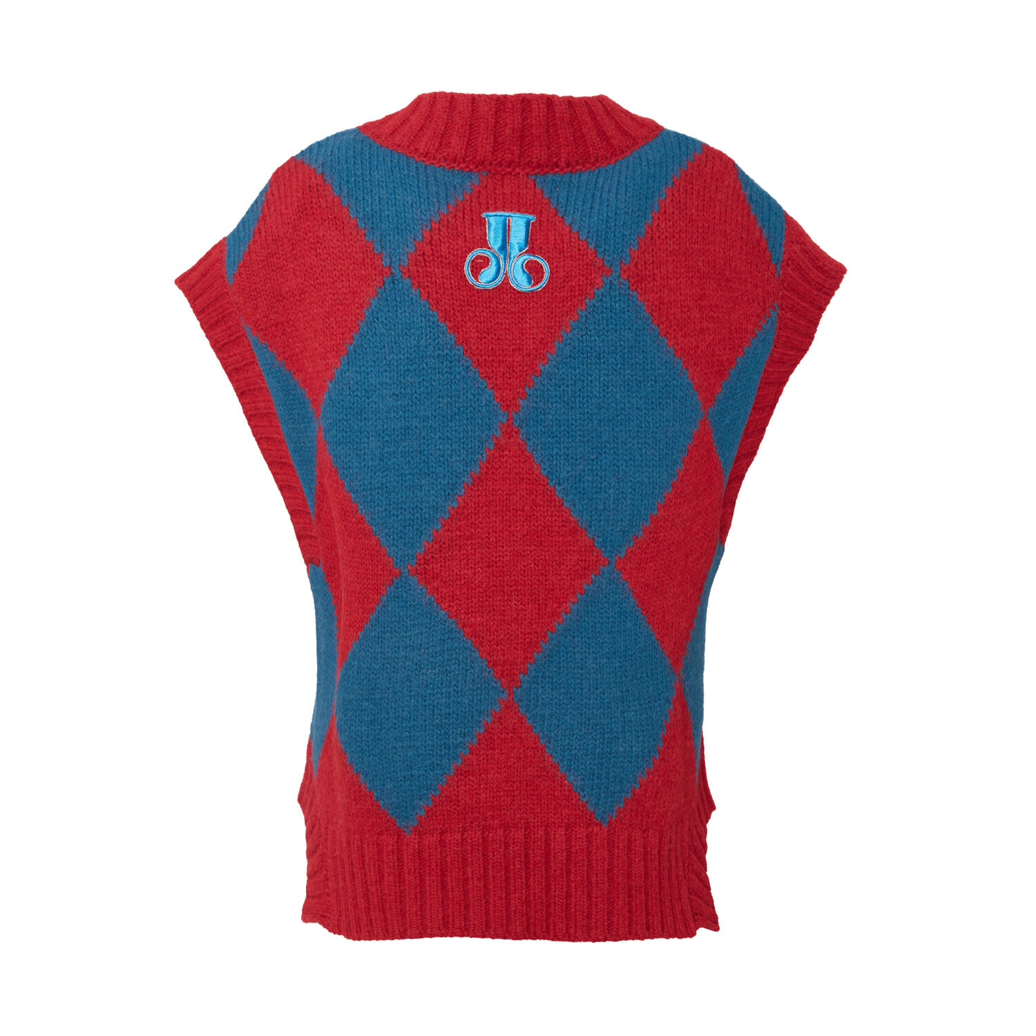 La Doublej Argyle Gilet In Red & Blue