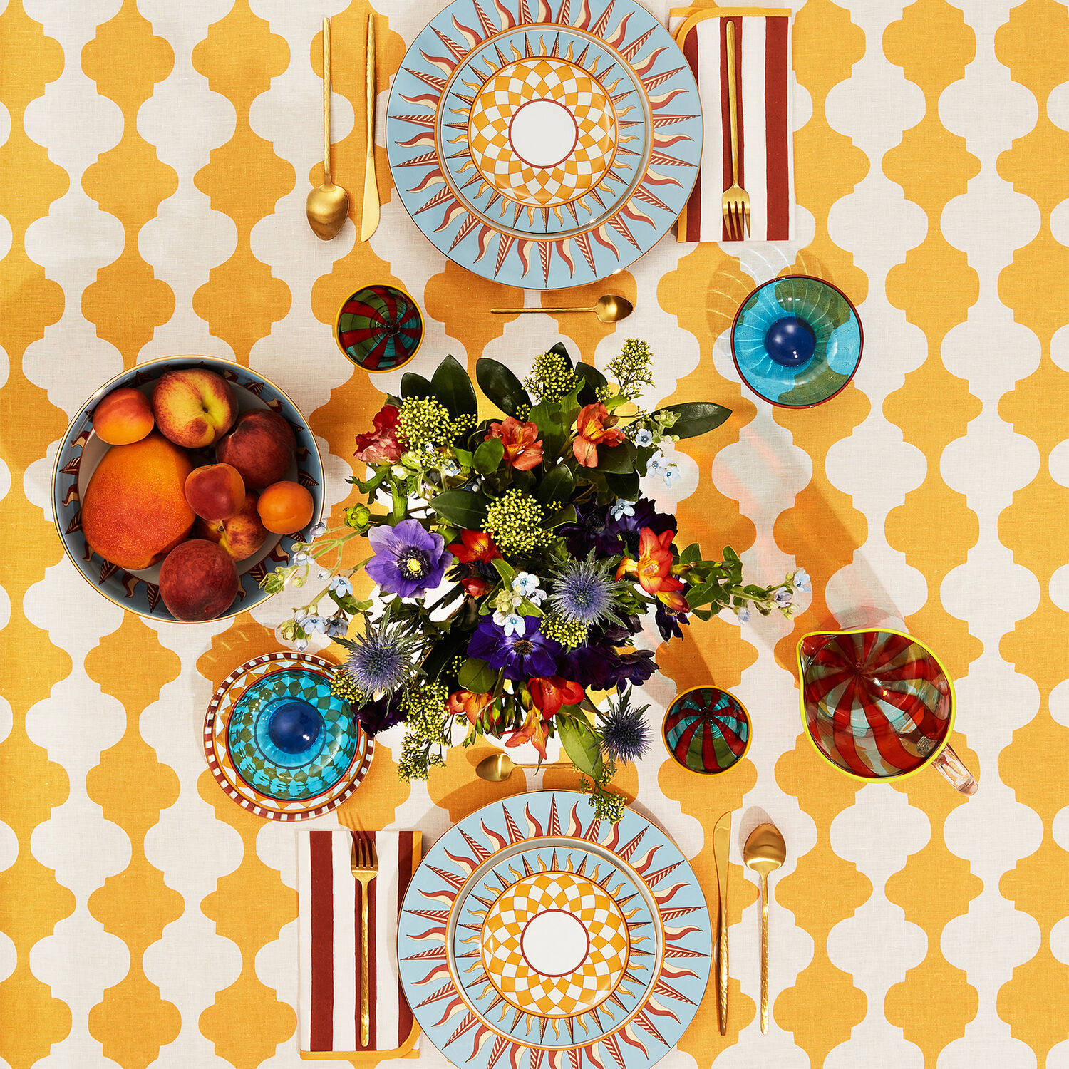 La Doublej Medium Plaza Tablecloth In Plaza Yellow
