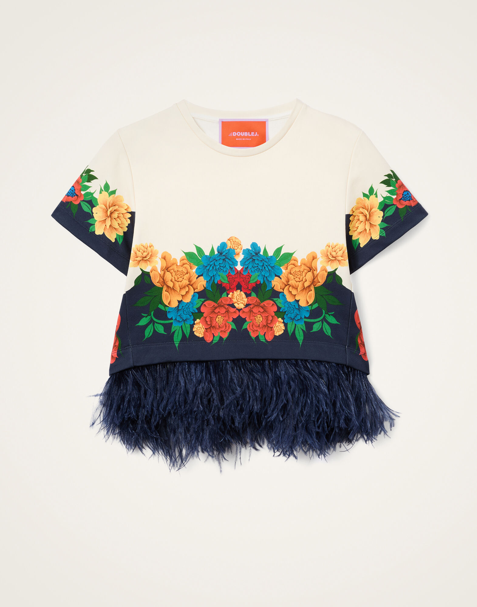 La DoubleJ La Scala Tee Princess Peony Plac&eacute;e Ivory TSH0038JER040PPE02WH04