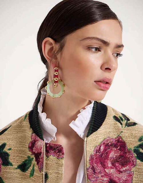 La DoubleJ Double Hoop Earrings Solid Mint EAR0048POL004SOLIDGR11