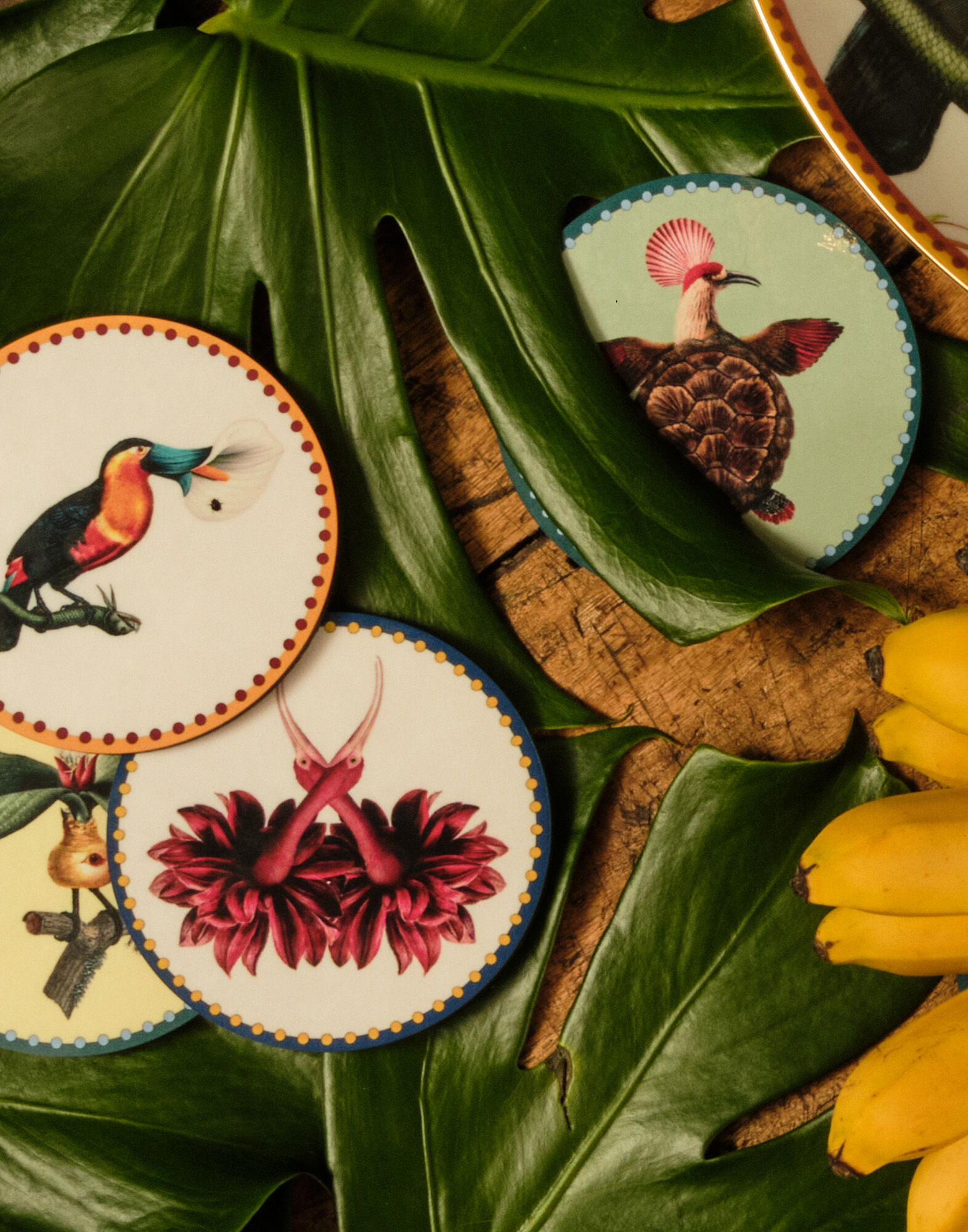 La DoubleJ Disk Coasters Set Of 4 Flying Friends CST0009CRK001FLF01MU03