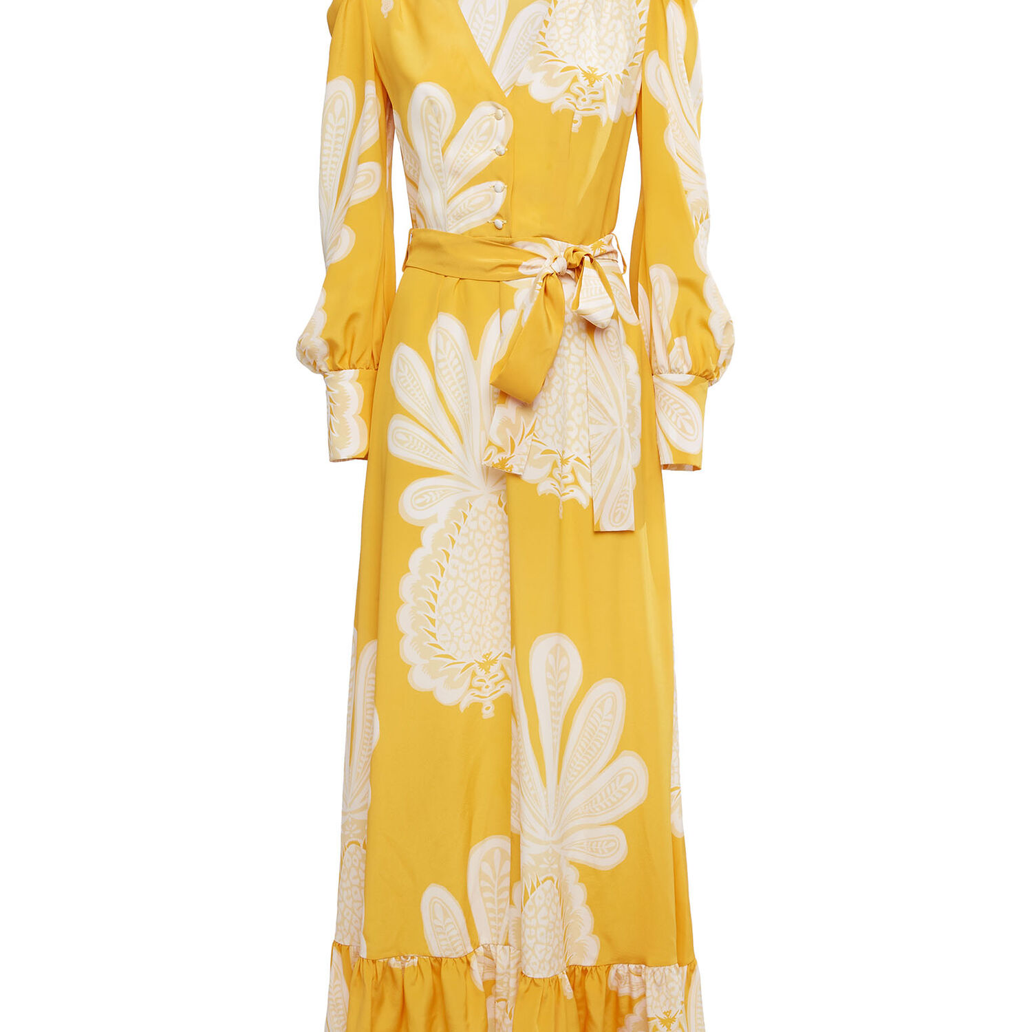 La Doublej Super Smokin' Hot Long Sleeve Silk Dress In Big Pineapple