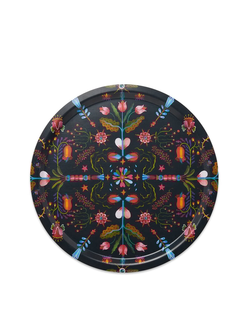 La DoubleJ Round Printed Tray La DoubleJ Round Printed Tray Turning Tulips TRA0002WOD001HLE0010