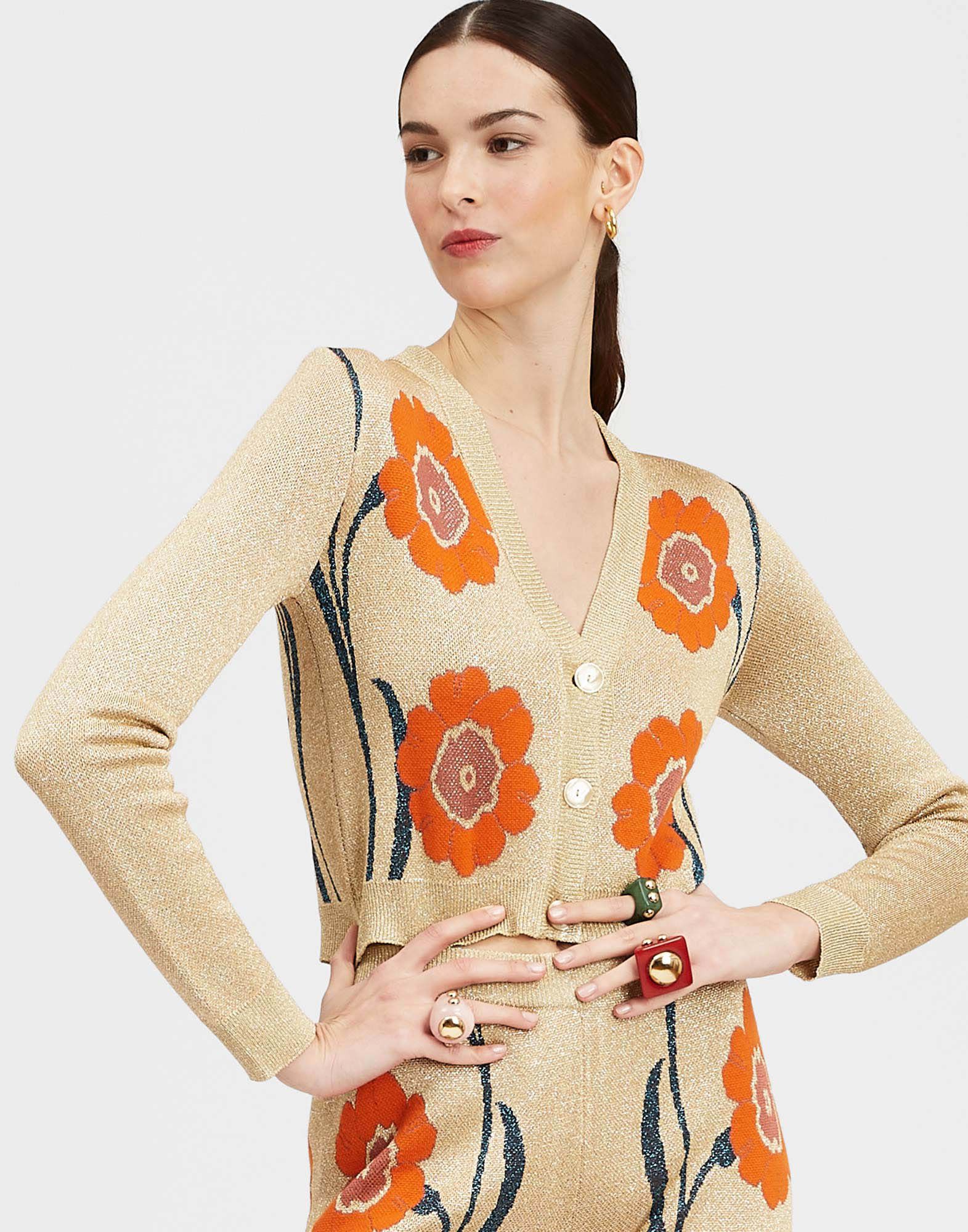 La DoubleJ Daisychain Mini Cardigan Orange & Gold PUL0181KNI097VA209YE05