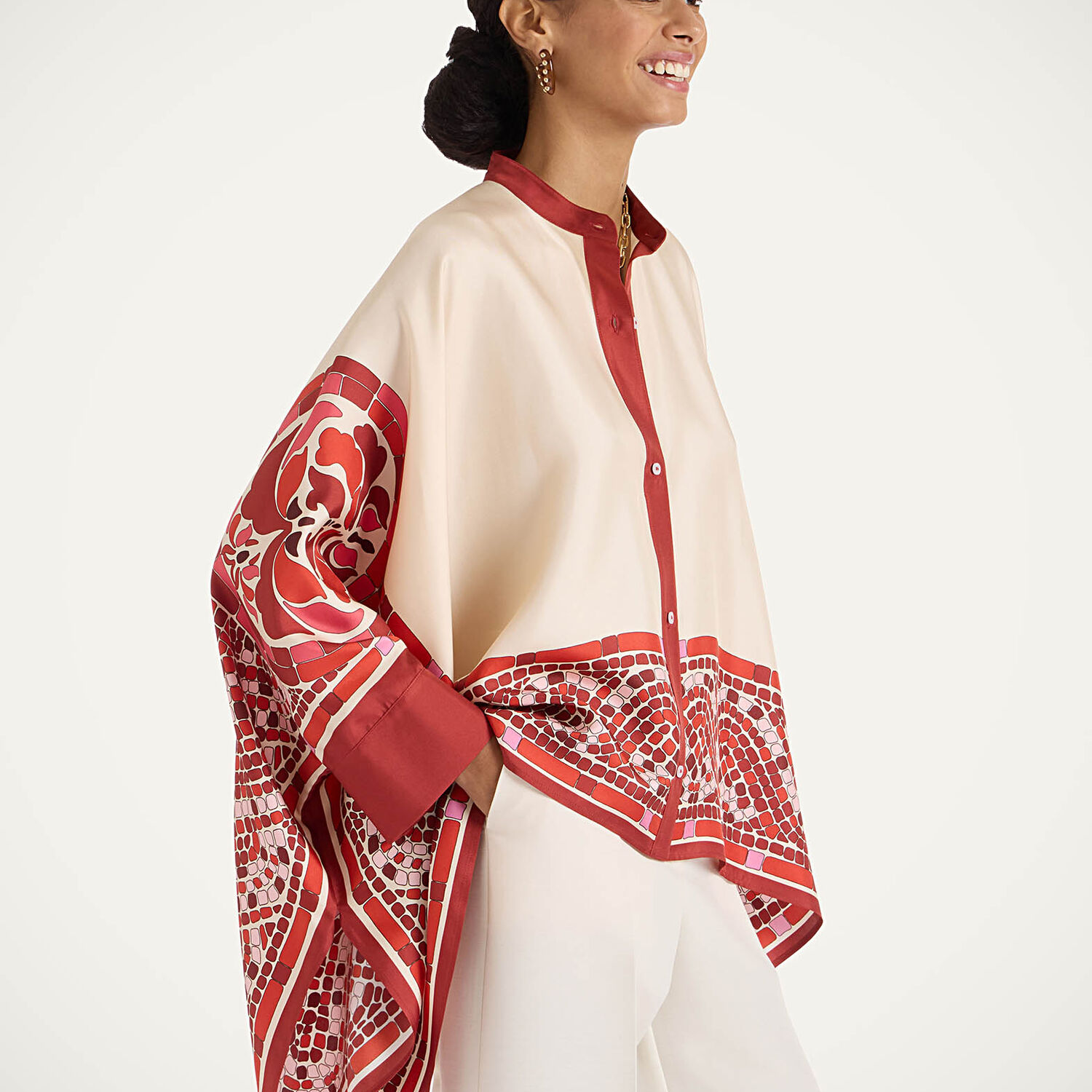 La Doublej La Double J Foulard Printed Silk-satin Blouse In Multi