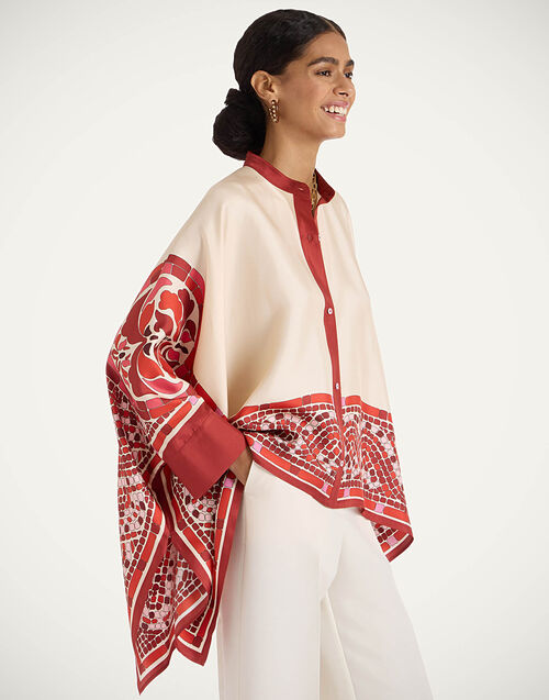 La DoubleJ Foulard Shirt Cobra Plac&eacute;e Red SHI0059SIL006COB01RE01