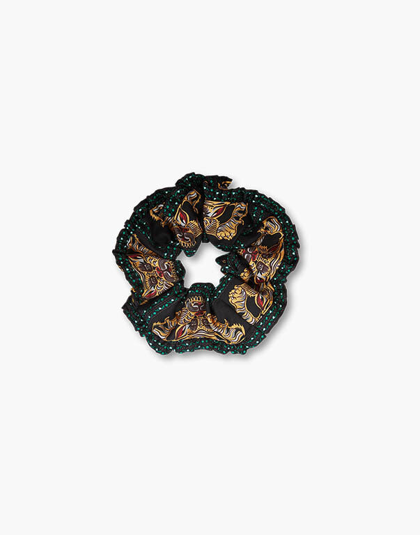 La DoubleJ Scrunchie Tiger Tiles Black Small SCR0005SIL001TIG08BL01