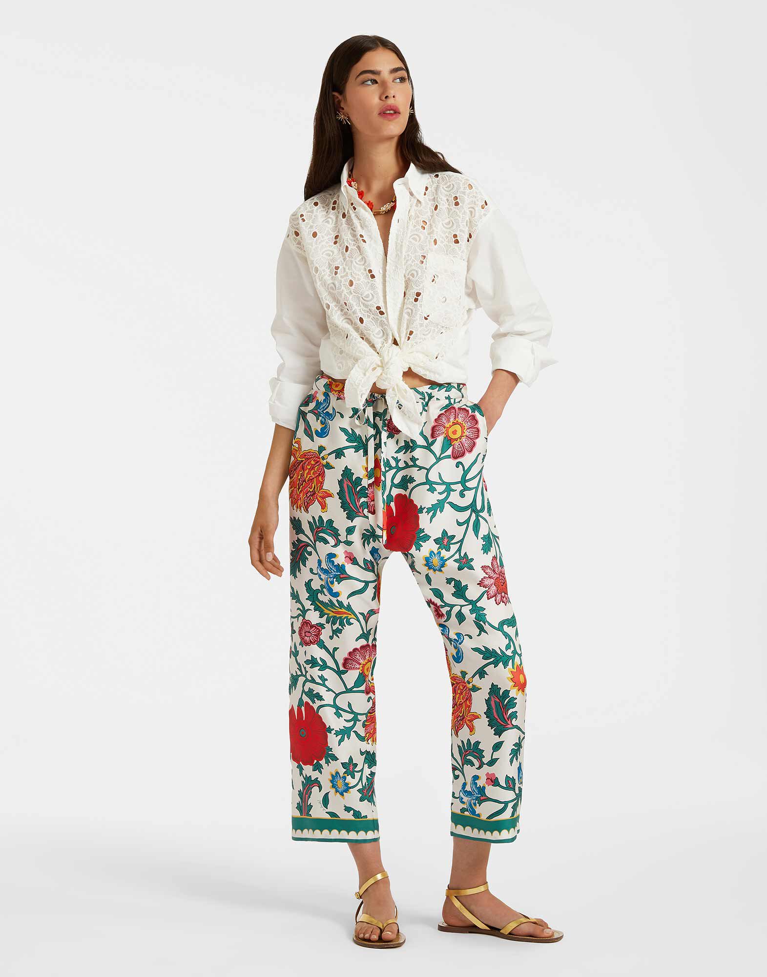 La DoubleJ Drawstring Pants Dragonflower Multicolor TRO0053SIL001DRE01MU01