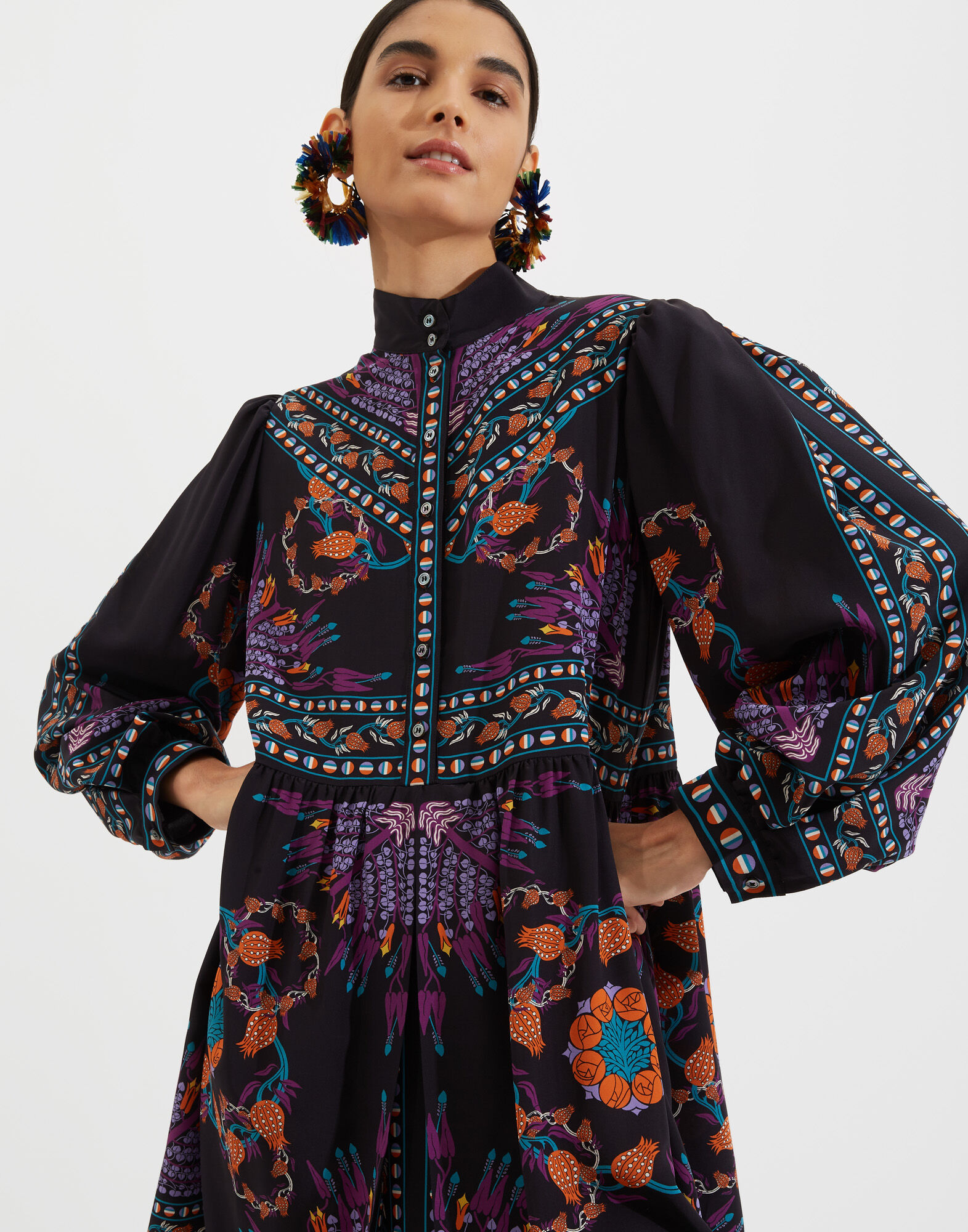 La DoubleJ Shorty Dress Melograno Nero Plac&eacute;e DRE0293CRE002MEL0005