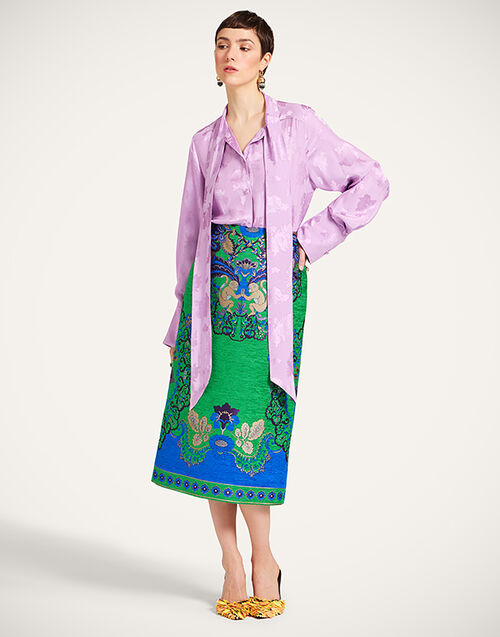 La DoubleJ Pencil Skirt Cornucopia Plac&eacute;e Green SKI0011JCQ130CRN02GR02