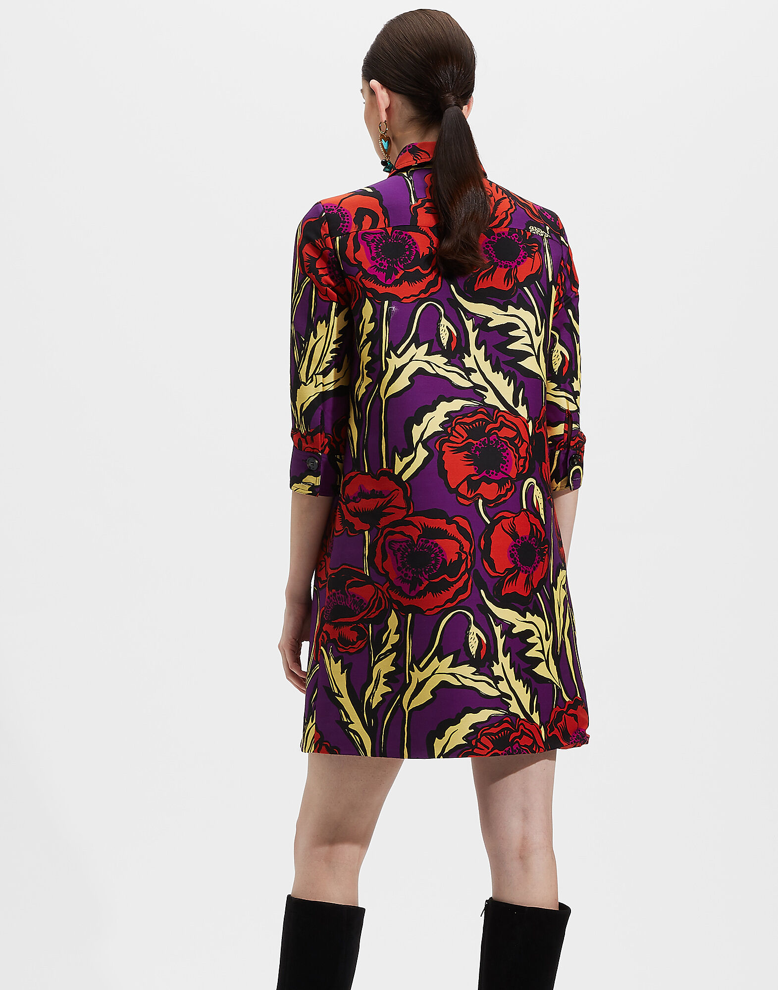 LaDoubleJ Short Artemis Dress Big Blooms Viola DRE0180CAD001PFI0004