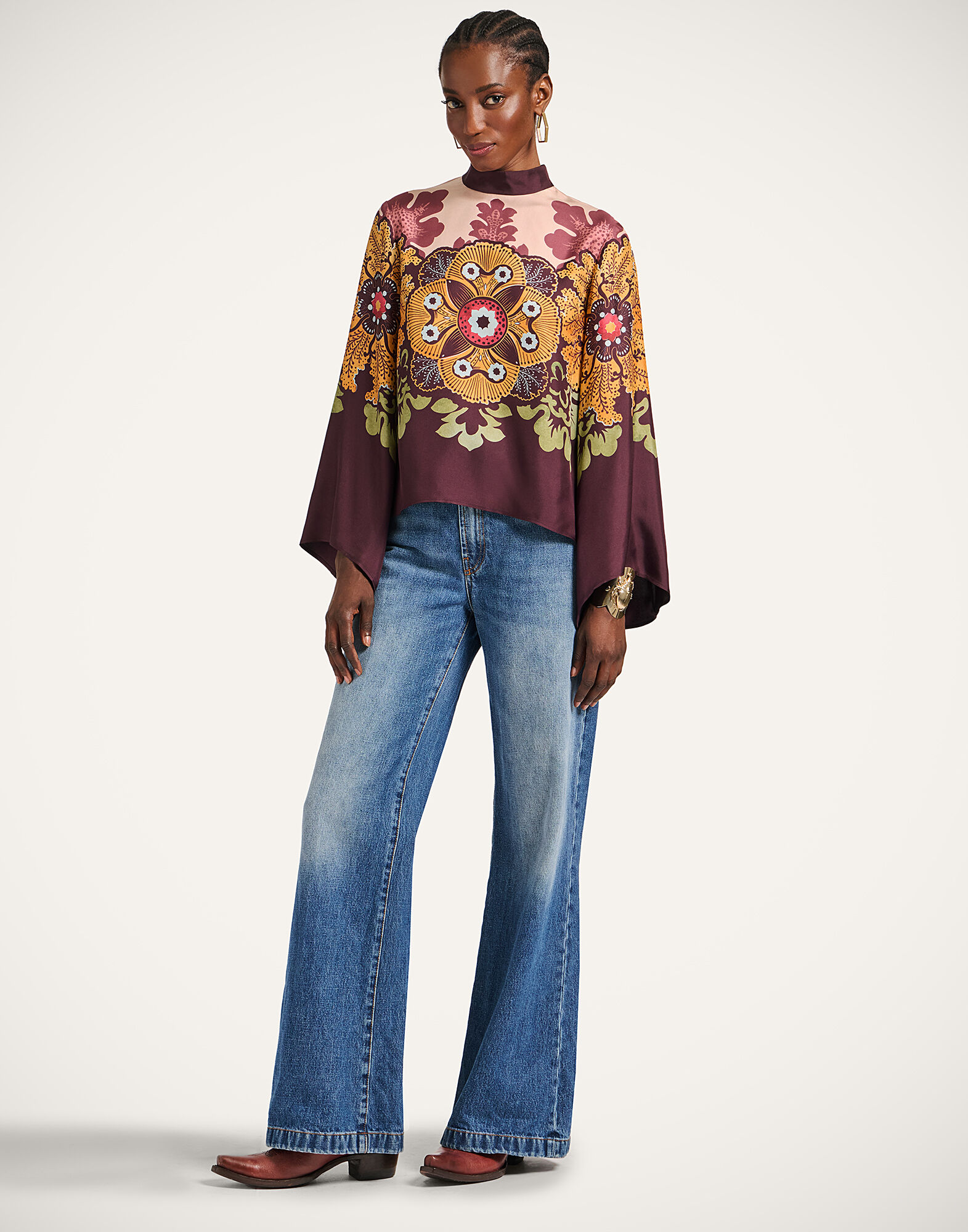 La DoubleJ Make An Exit Top Bounty Plac&eacute;e Burgundy TOP0117SIL017BOU01RE07