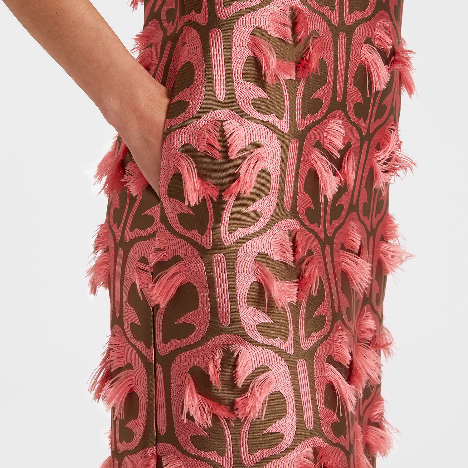 La Doublej Column Dress In Grove Kaki/pink