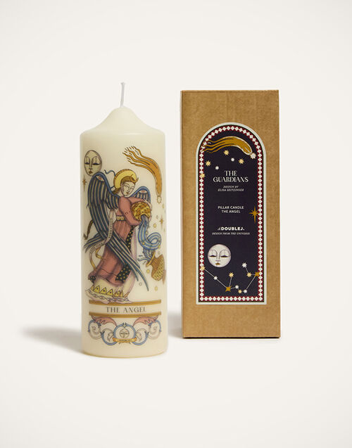 La DoubleJ Printed Pillar Candle The Angel Multicolor CAN0011WAX001ANG01MU01