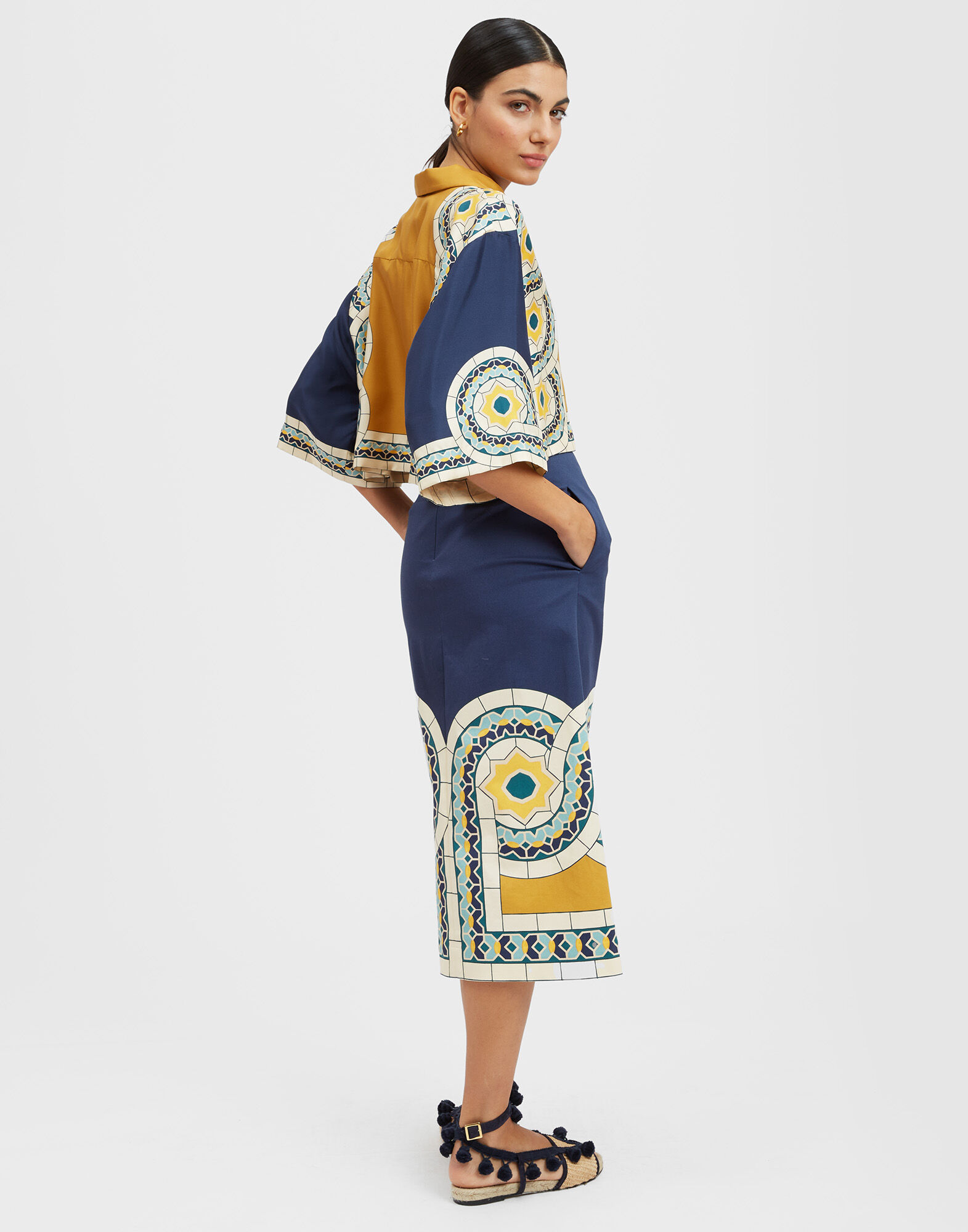 La DoubleJ Baia Skirt Mudejar Plac&eacute;e Blue SKI0081COT037MUD01BU03