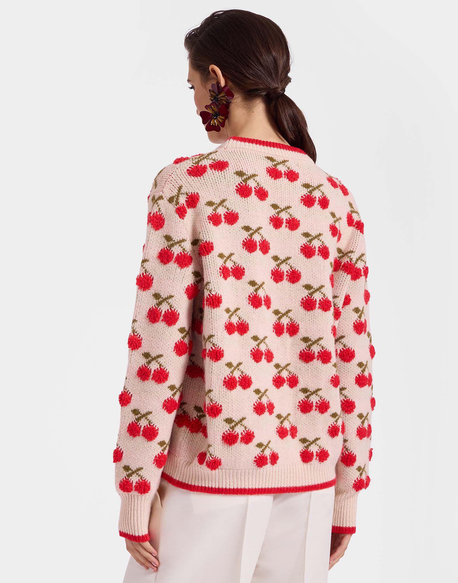 Womens Christmas Red Cherry Sweater For FallWinter