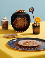 La DoubleJ Round Printed Tray La DoubleJ Round Printed Tray Sunrays Midnight TRA0002WOD001SNR02BU04