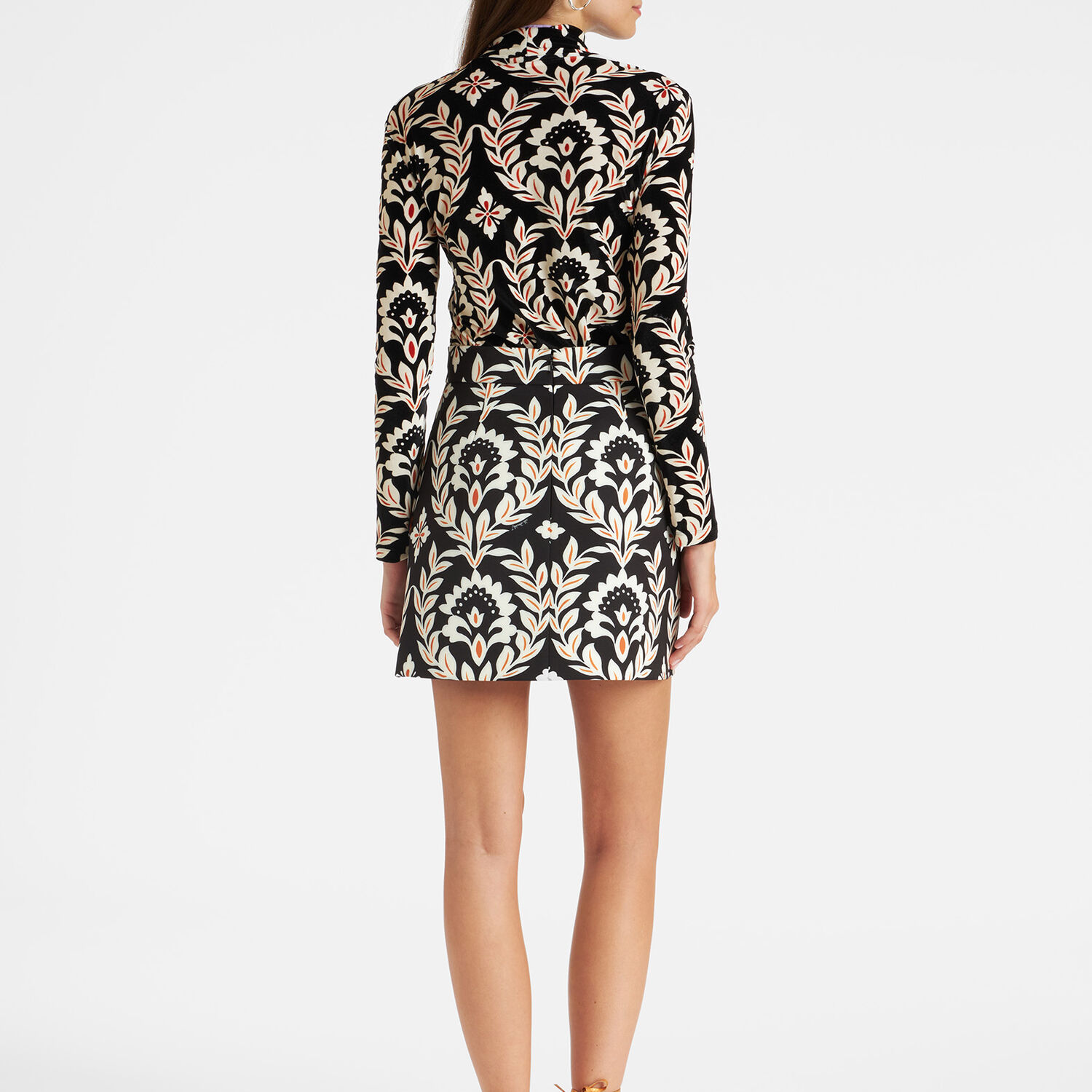 La Doublej Floral-print Velvet Top In Ghirlanda Black