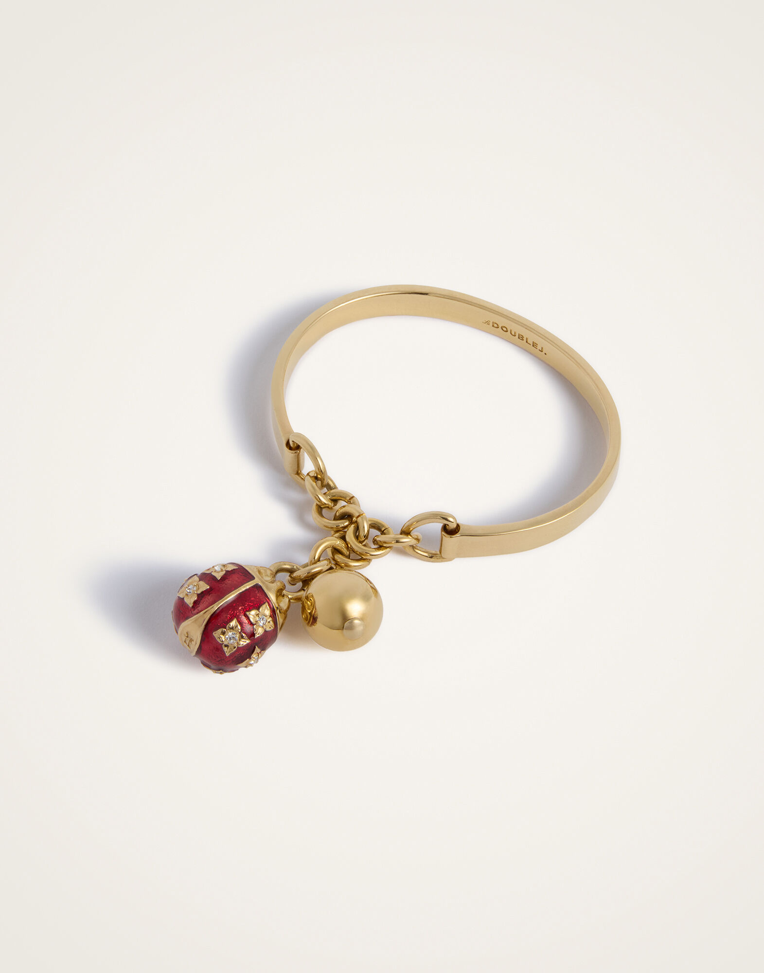 La DoubleJ Lady Scarab Bangle 24K Gold Plate & Rhinestone BAC0015MET002SOLIDRE01