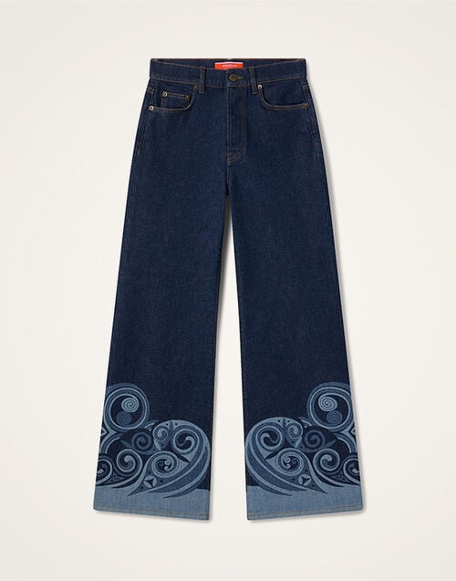 La DoubleJ The Cropped Flare Jean Kells Plac&eacute;e Indigo TRO0202DEN015KEL03BU15