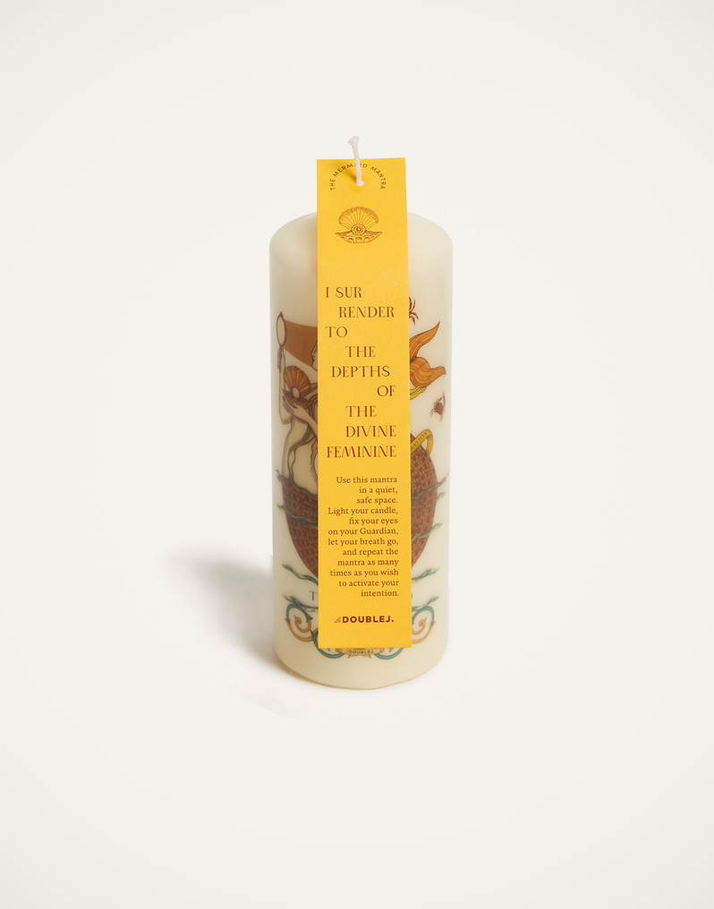 La DoubleJ Printed Pillar Candle La DoubleJ Printed Pillar Candle The Mermaid Multicolor CAN0011WAX001MRM01MU01