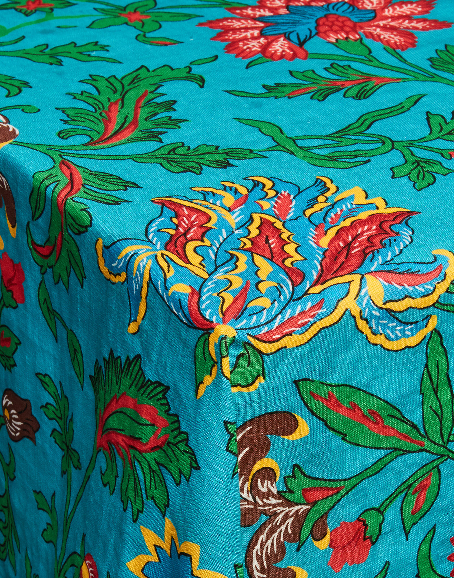 La DoubleJ Large Tablecloth (180x350) Dragon Flower Turchese TBC0003LIN001DRA0005