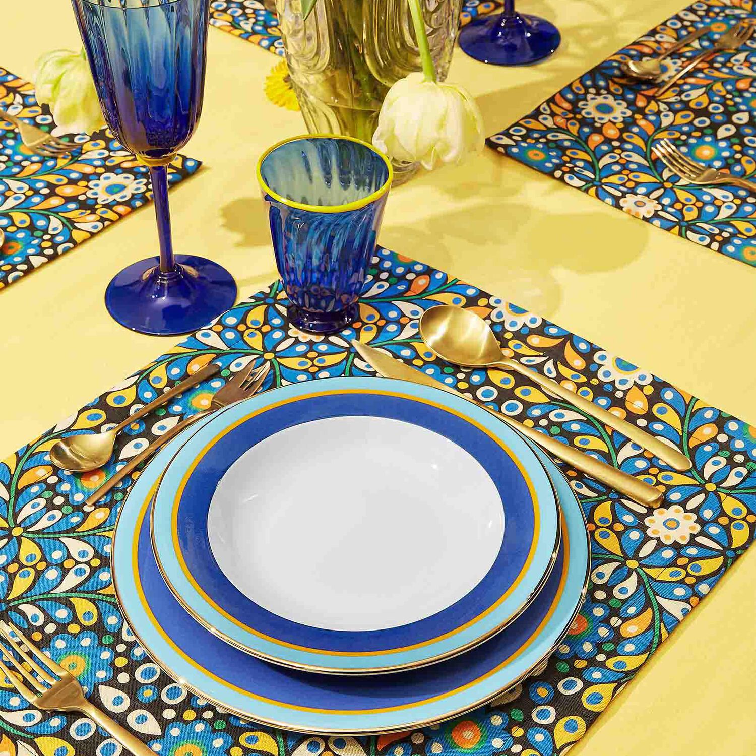 La Doublej Placemat Set In Confetti Blu