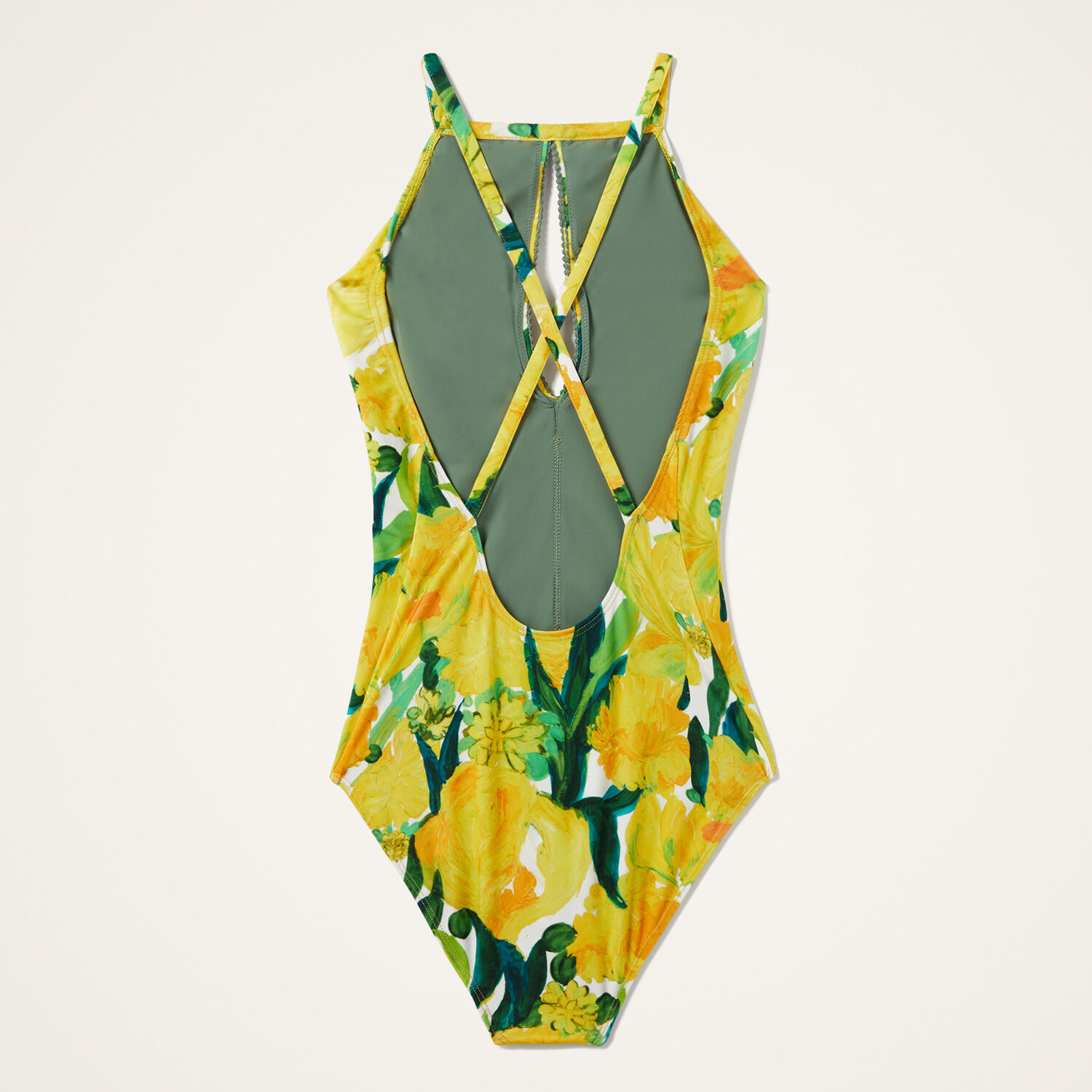 La Doublej Floral-print Halter Swimsuit