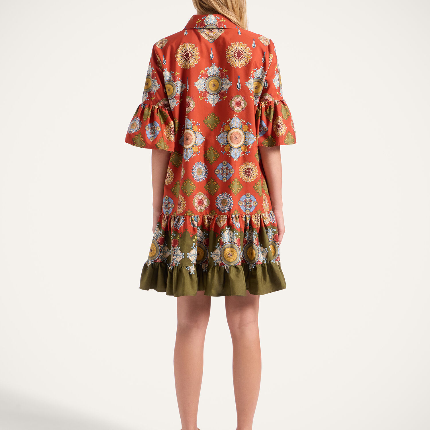 La Doublej Floral-print Ruffled Dress In Brown