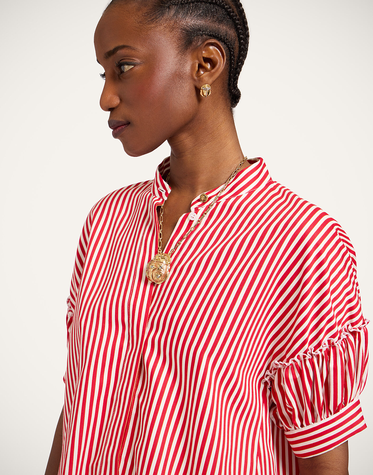 La DoubleJ Grace Shirt Pinstripe Red SHI0123VIS029STR09RE01