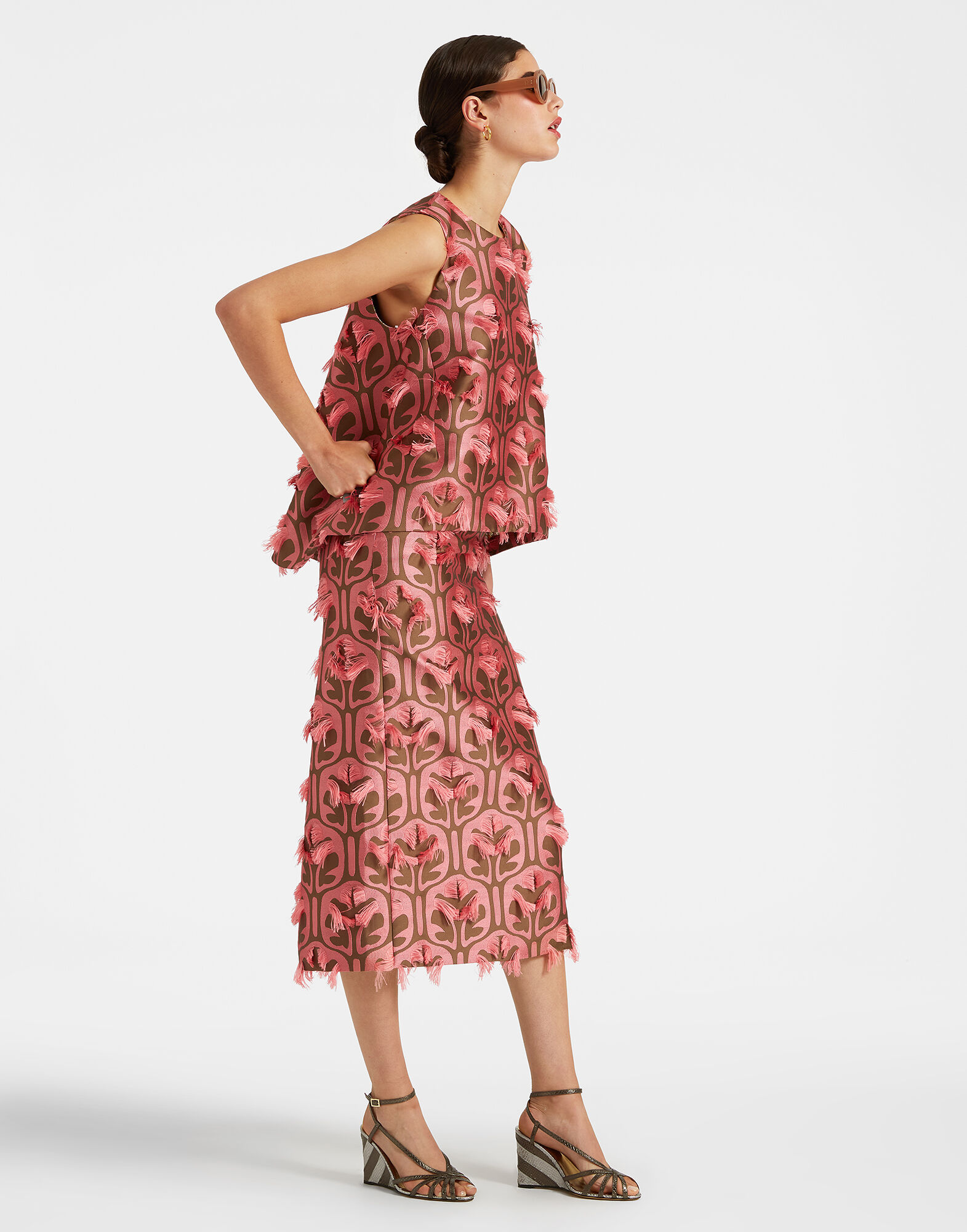 La DoubleJ Pencil Skirt Grove Kaki/Pink SKI0011JCQ043GRV03PI01