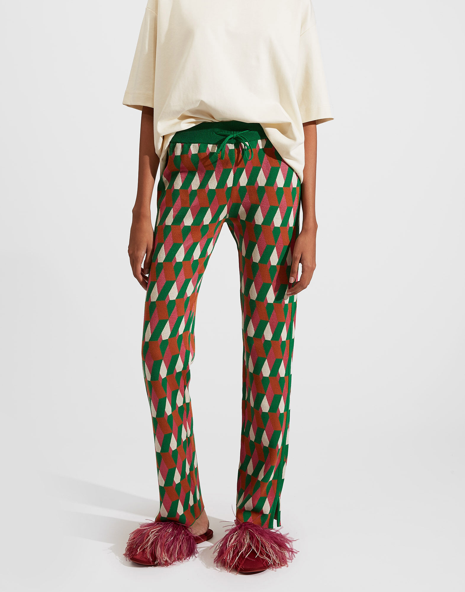 La DoubleJ Knit Leisure Joggers Diamond Verde TRO0045KNI044VAR0079