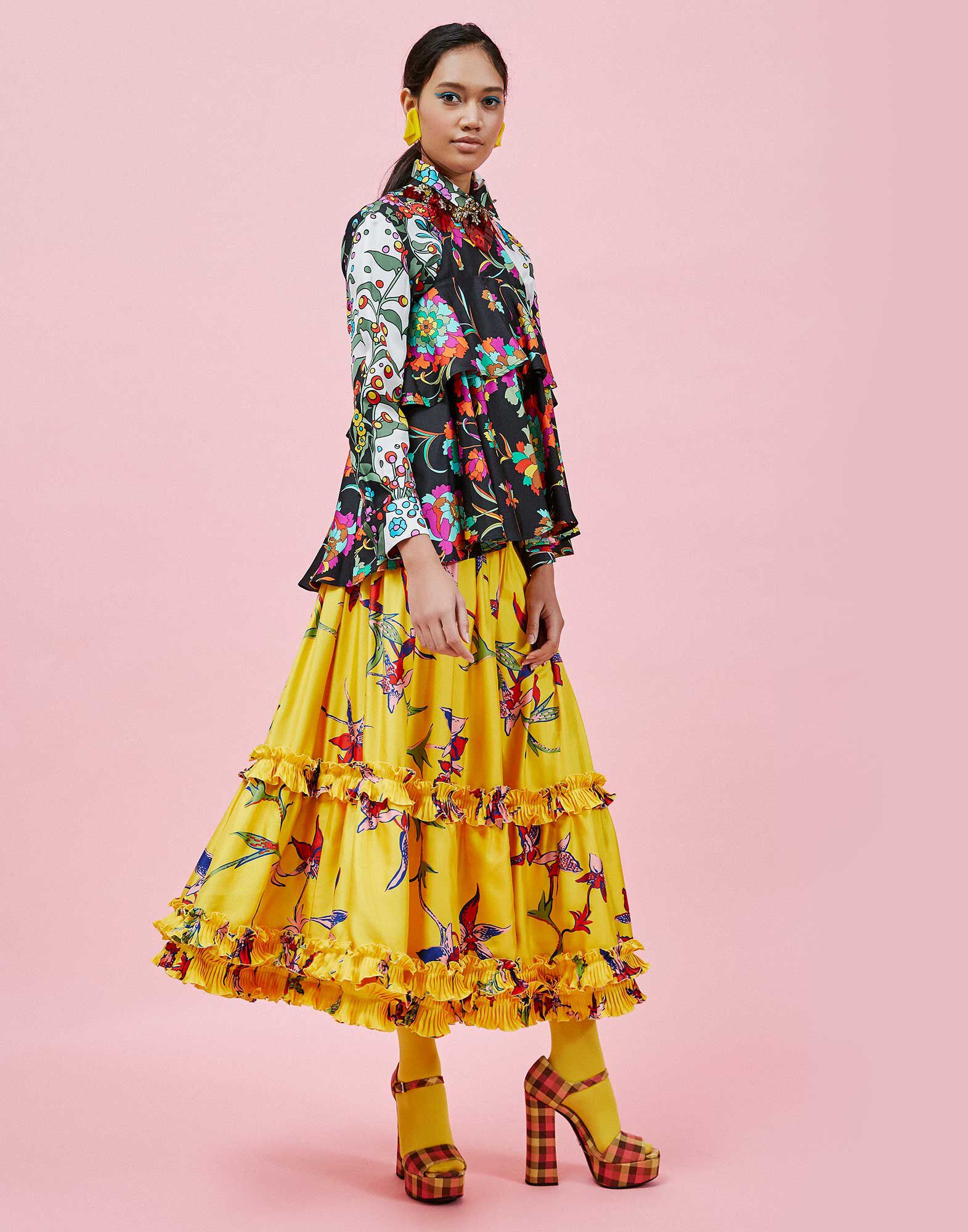 LaDoubleJ Salsa Skirt Orchidea Giallo SKI0020SIL001ORC0002