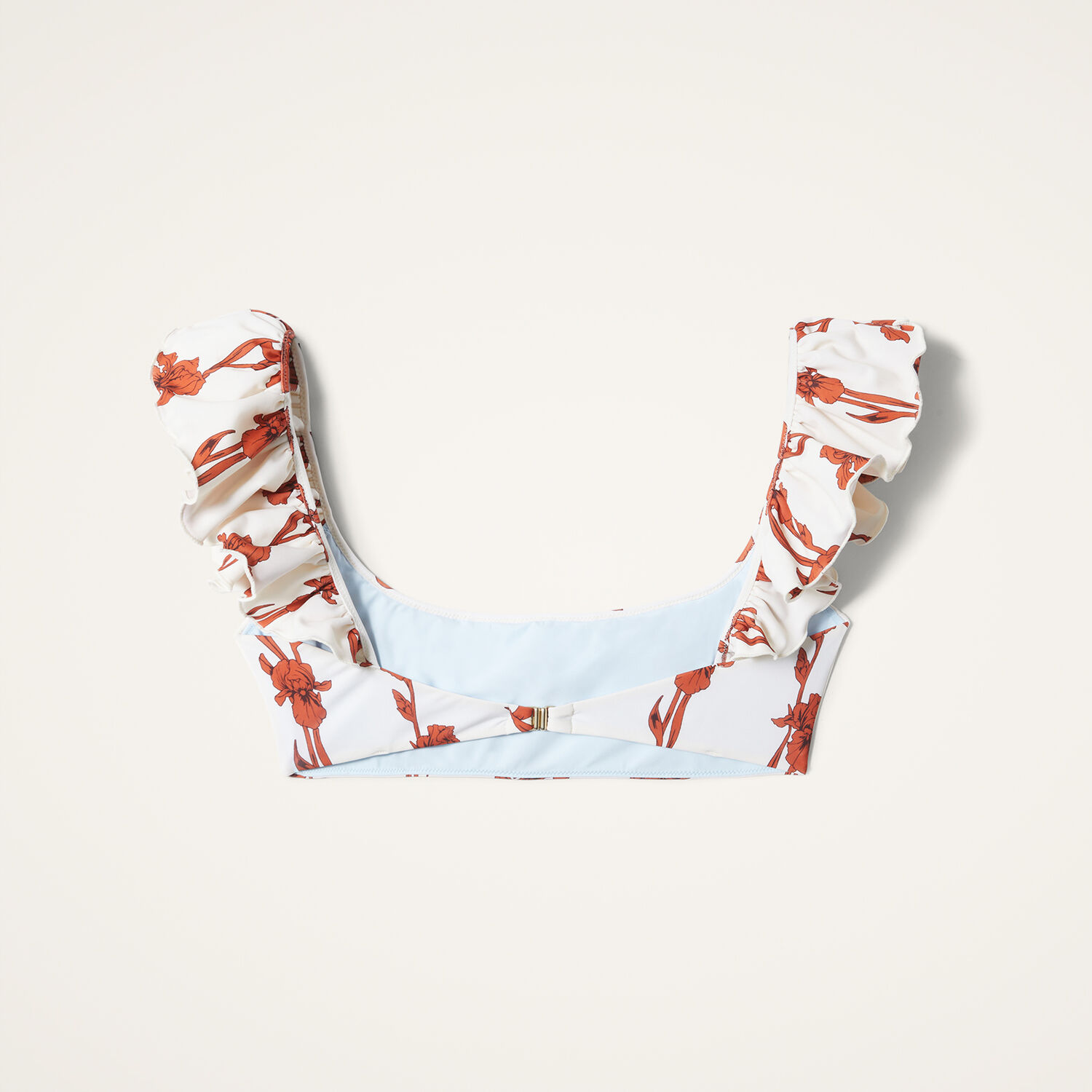 La Doublej Ruffle Bikini Top In Mini Iris Dark Orange