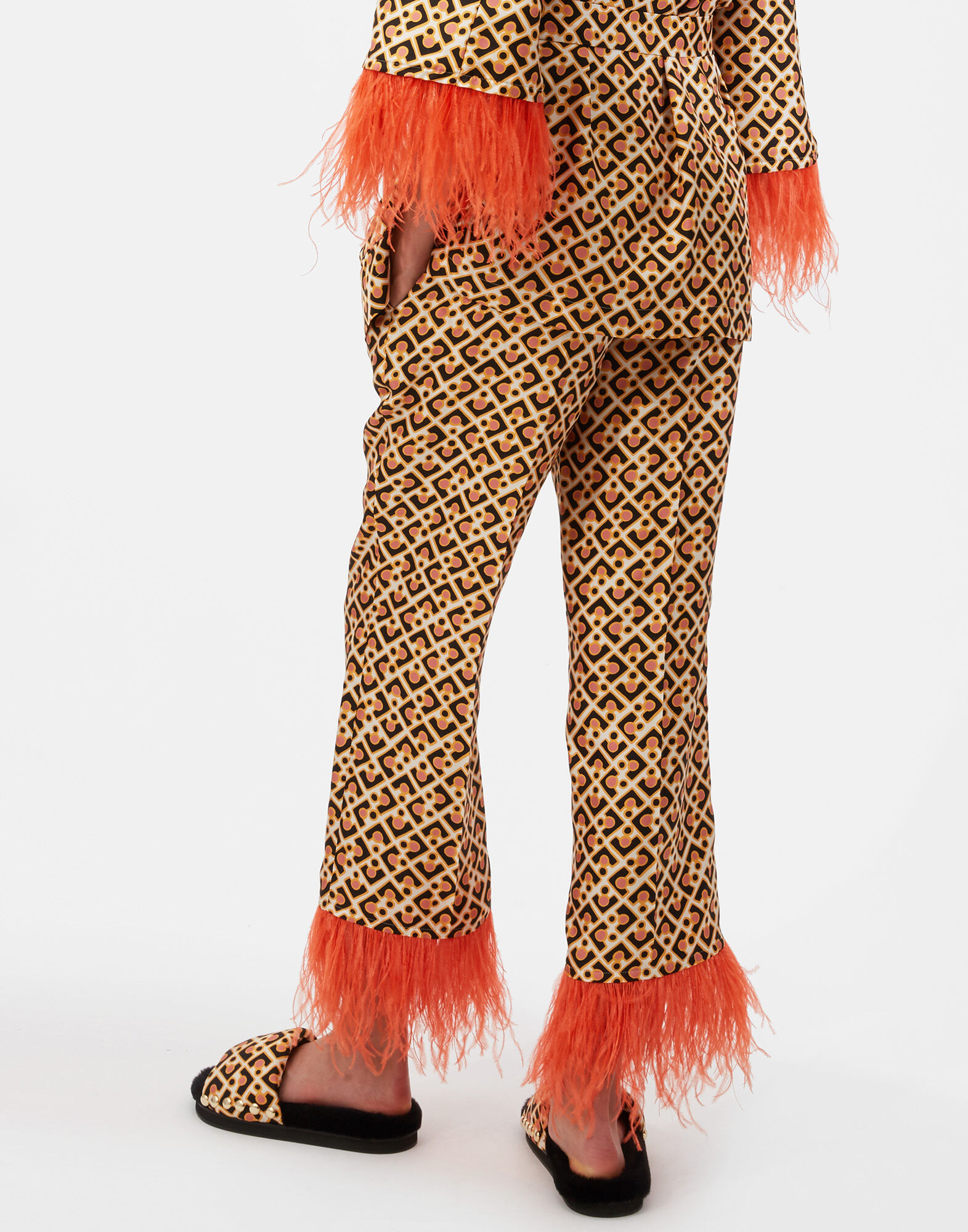 La DoubleJ Boudoir Trousers (With Feathers) Puzzle Rosa TRO0043SIL001PUZ0002