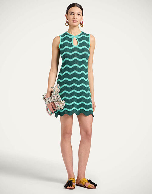 La DoubleJ Wavy Mini Dress Bicolor Mint & Dark Green DRE0502KNI203VA496GR11