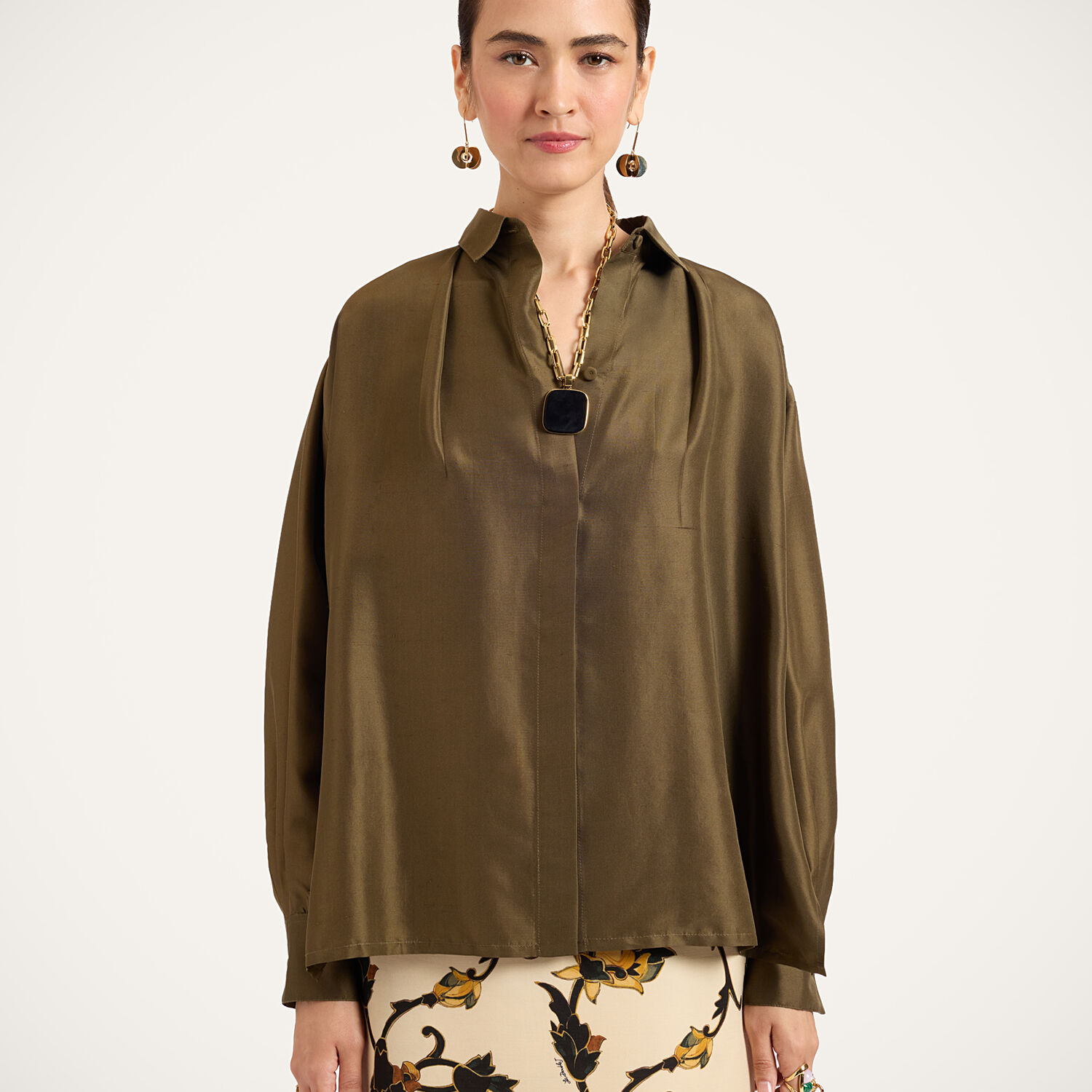 La Doublej La Scala Shirt In Solid Moss Green