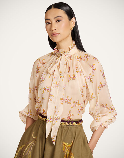 La DoubleJ Cerere Blouse Farfalla Buttercream SHI0120SIL024FAR08WH09