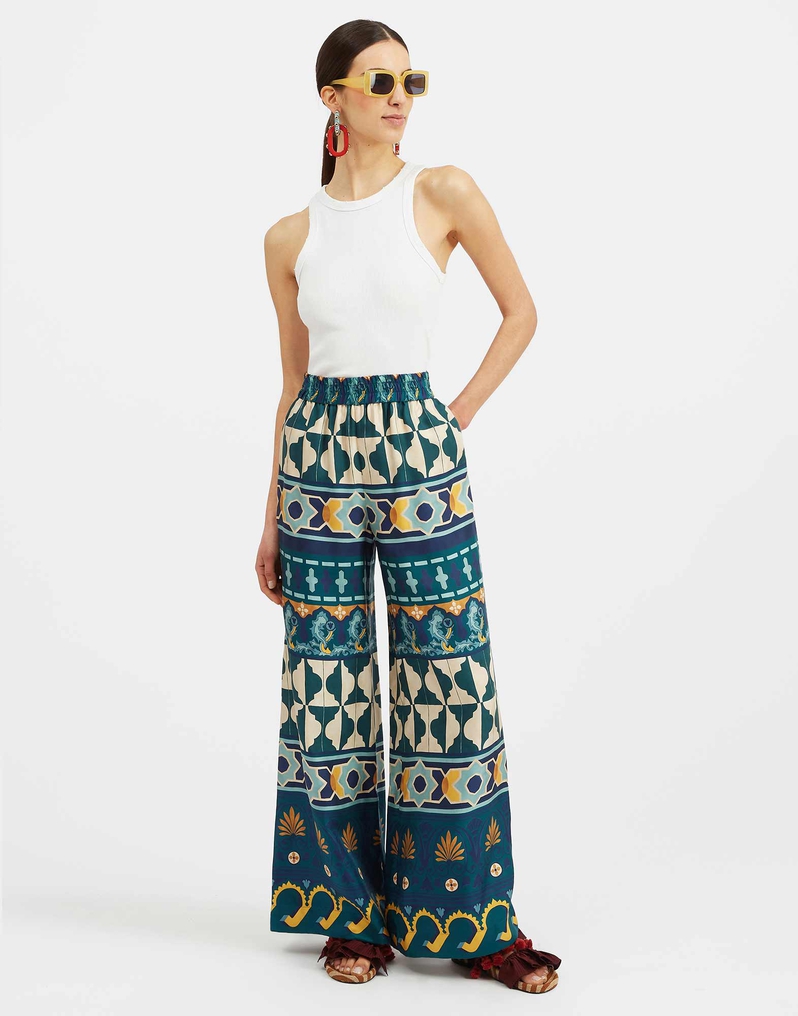 La DoubleJ Palazzo Pants La DoubleJ Palazzo Pants Casareale Placèe Emerald TRO0003SIL001REA01GR04