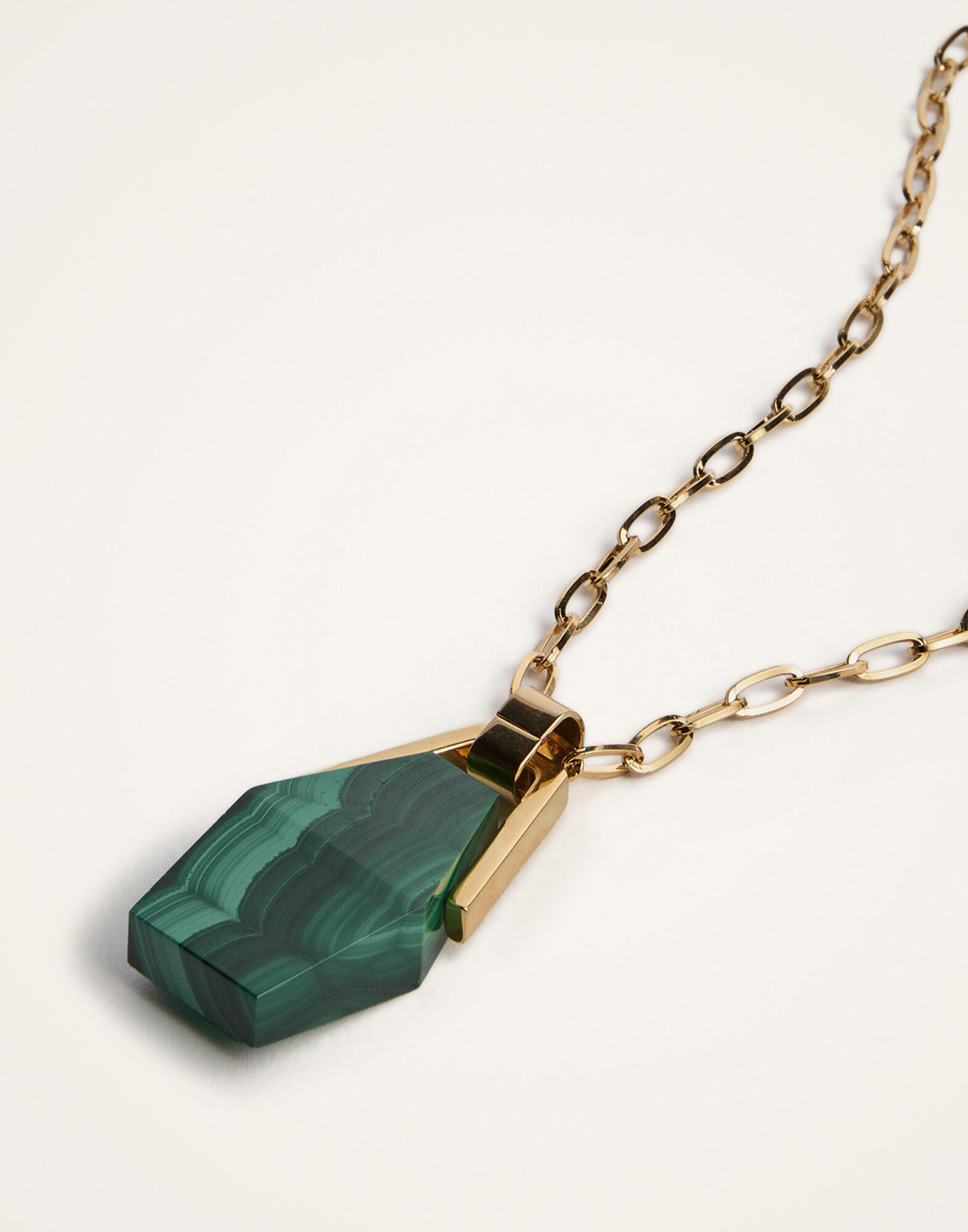 La DoubleJ Portal Necklace 24k Gold Plate & Malachite NEC0040BRA003MAL02YE05