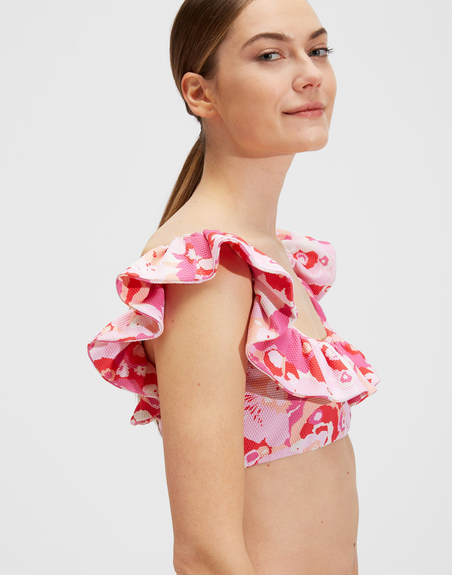 LaDoubleJ Ruffle Bikini Top Peonia Rosa SWI0022LYC002PEO0003