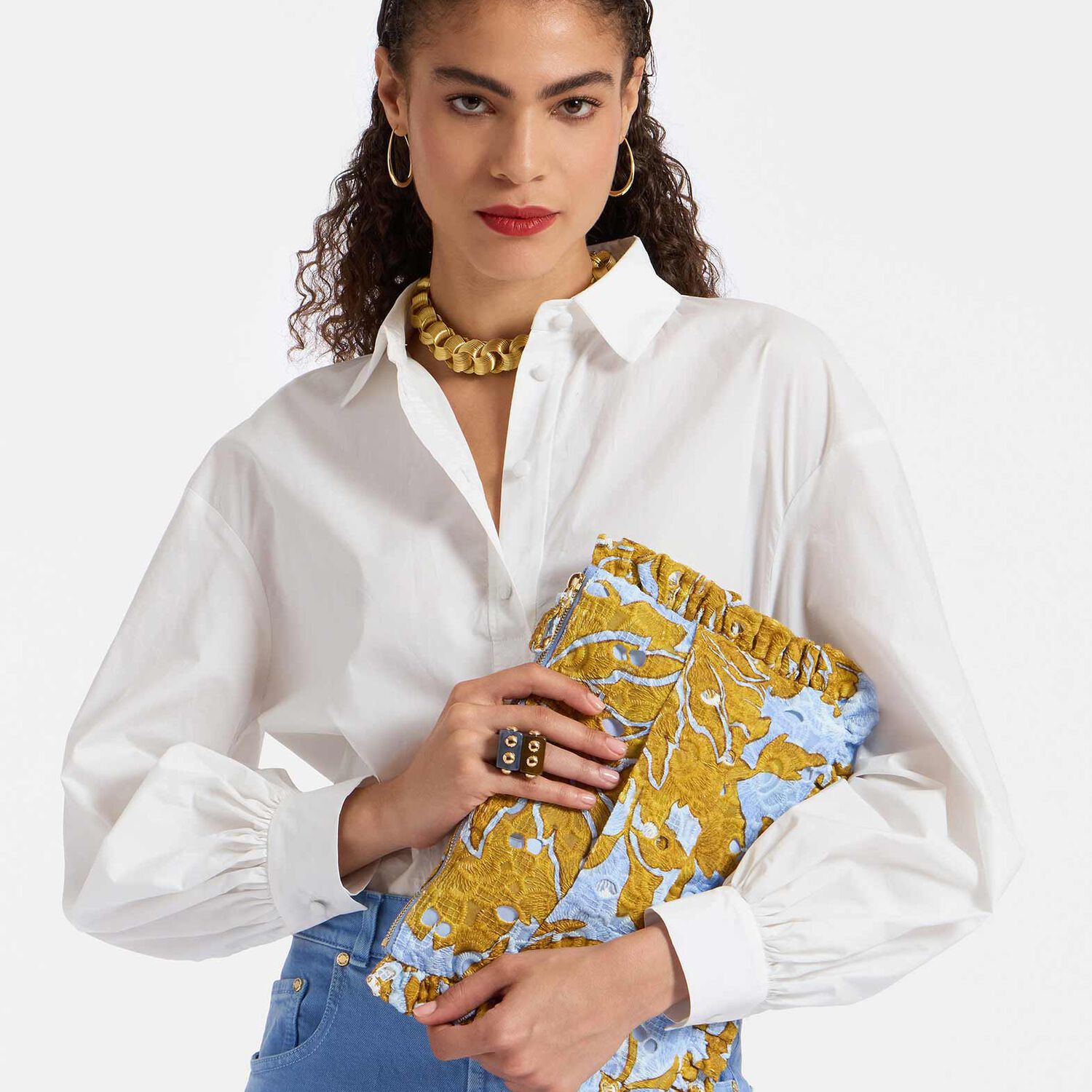 La Doublej Hand Pochette In Tangle Light Blue