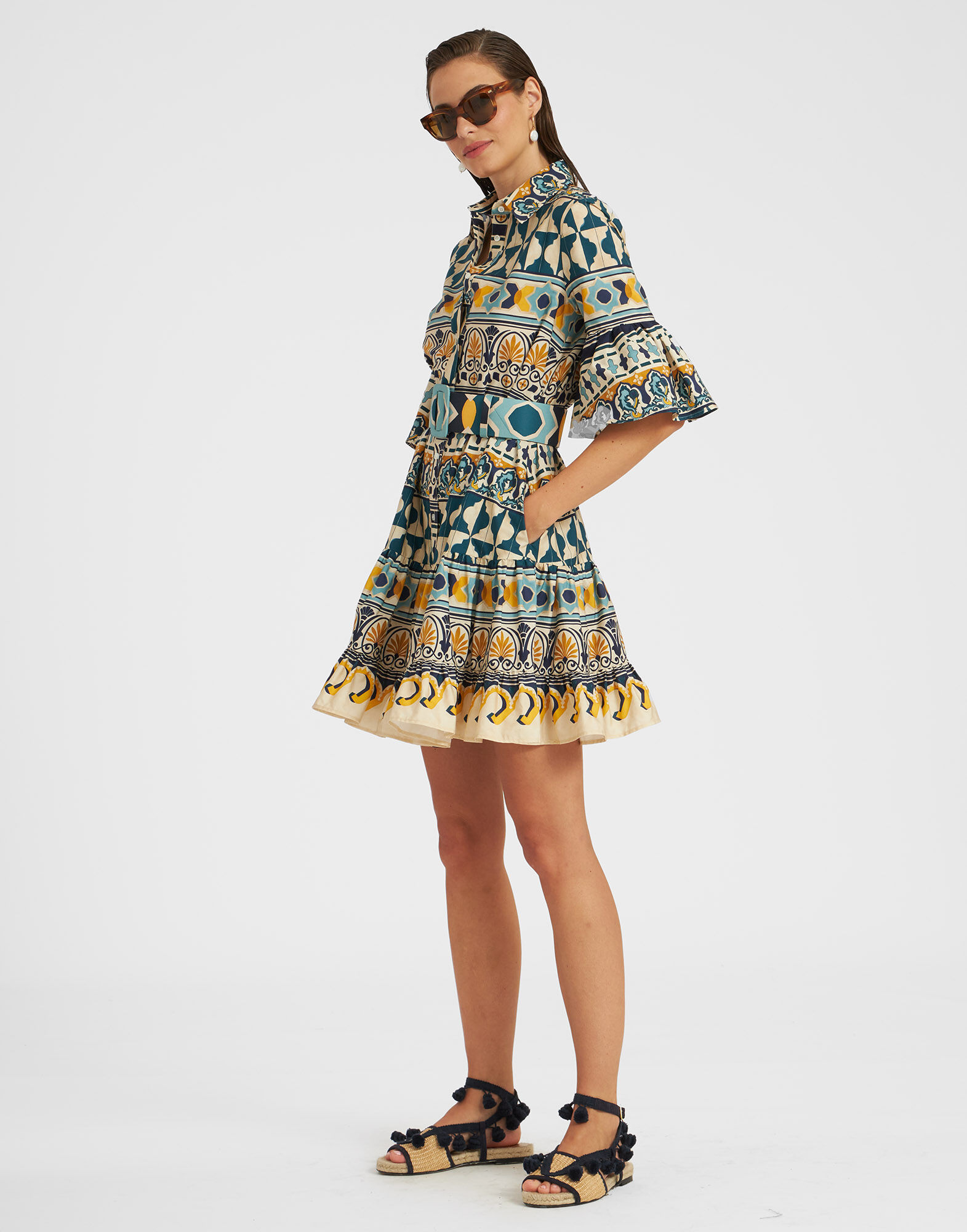 La DoubleJ Choux Dress Casareale Small Plac&egrave;e Cream DRE0193COT039REA02WH03