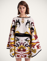 La DoubleJ In My Power Knit Stole La DoubleJ In My Power Knit Stole Multicolor Ivory & Red SCA0082KNI177VA402BR05